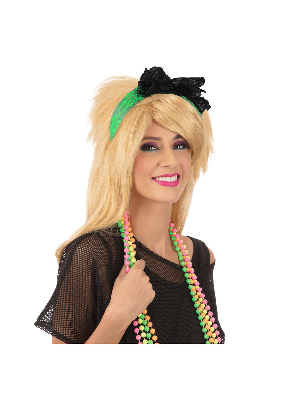 80's Neon Lace Headband - Green 2