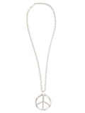 Peace Sign Necklace Silver Metal 1