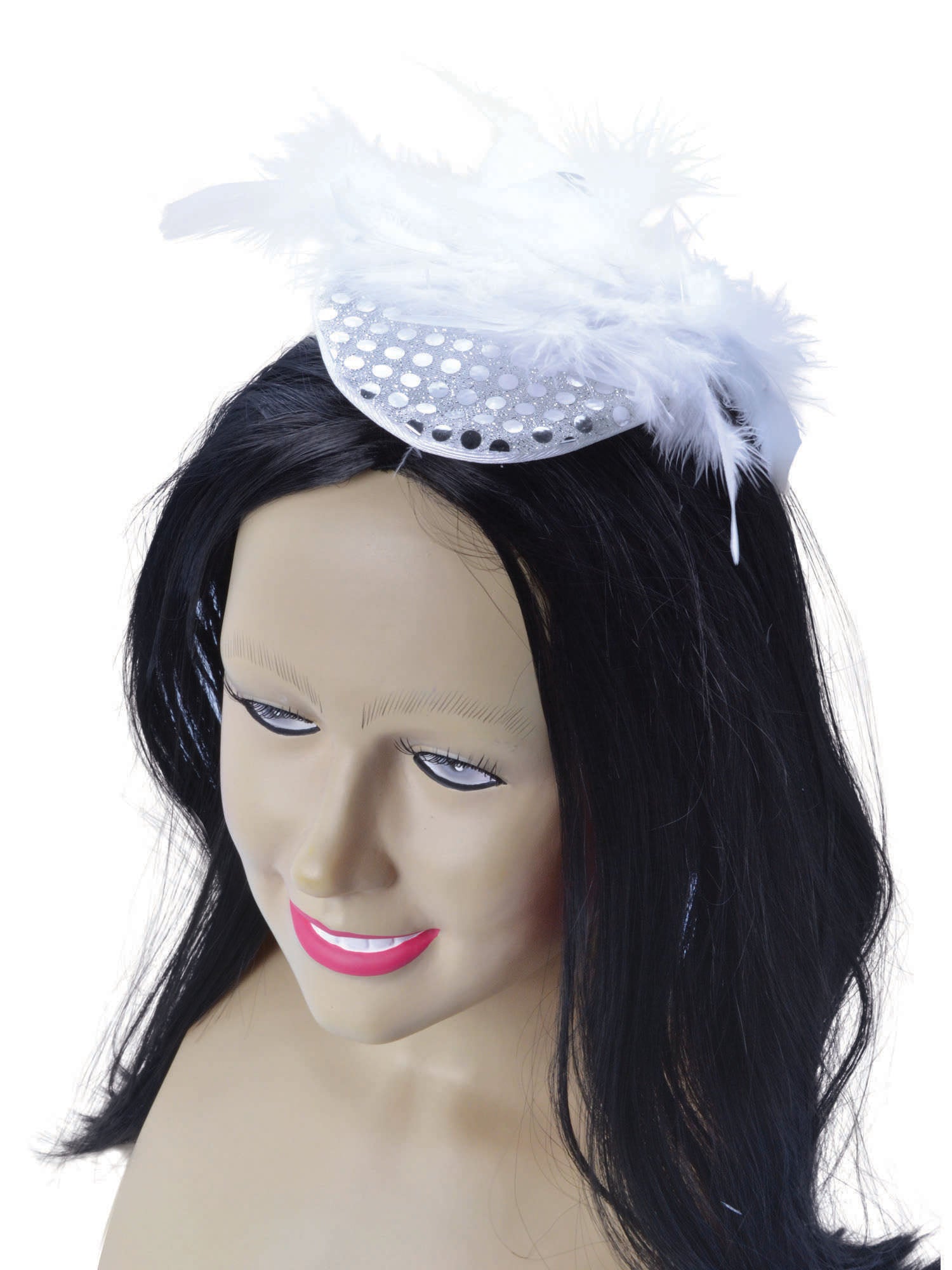 Lady'S Hat Silver Sequin/Feath 1