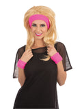 80's Headband And Wristband Set Pink 1