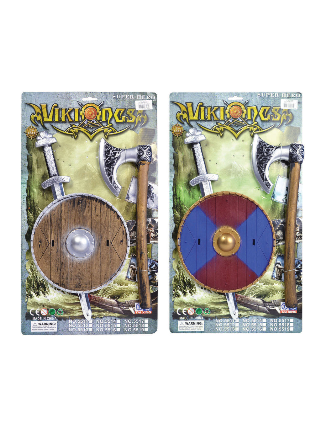 Viking Sword, Shield And Axe Set (Asst Colours) 1