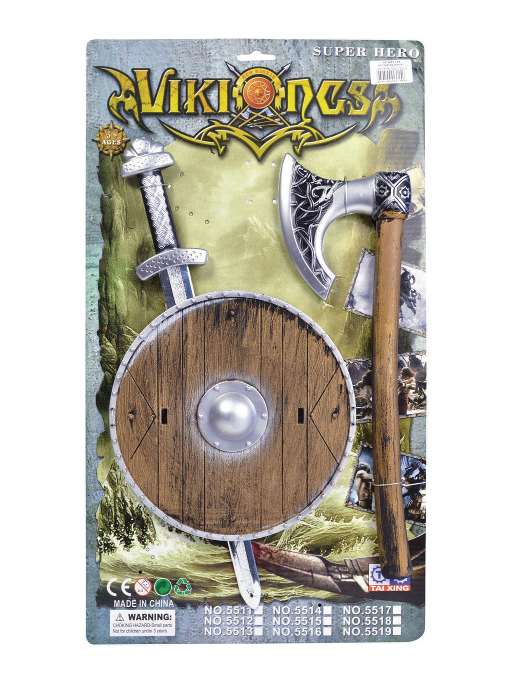 Viking Sword, Shield And Axe Set (Asst Colours) 2