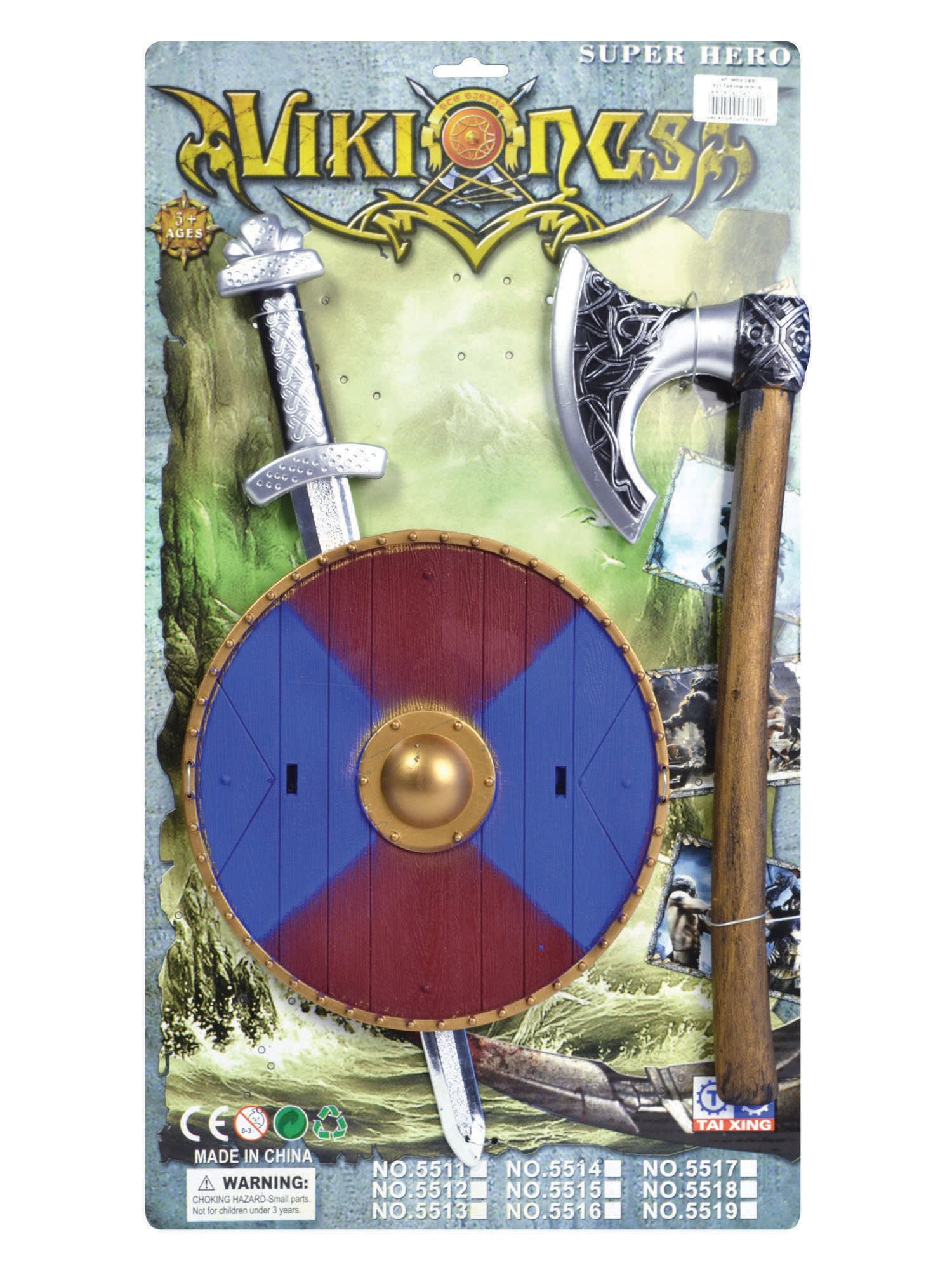 Viking Sword, Shield And Axe Set (Asst Colours) 3