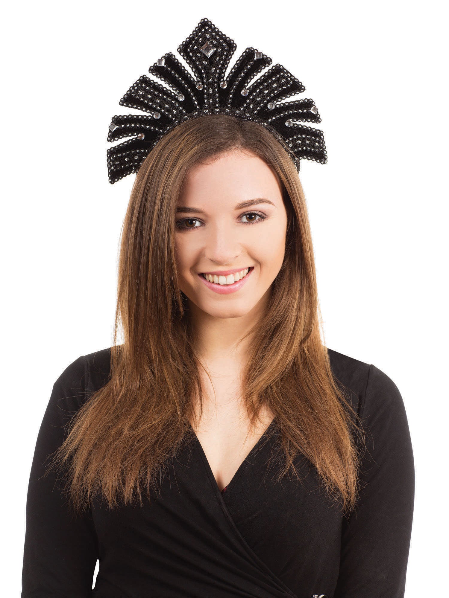 Carnival Headdress Black with Gems 1