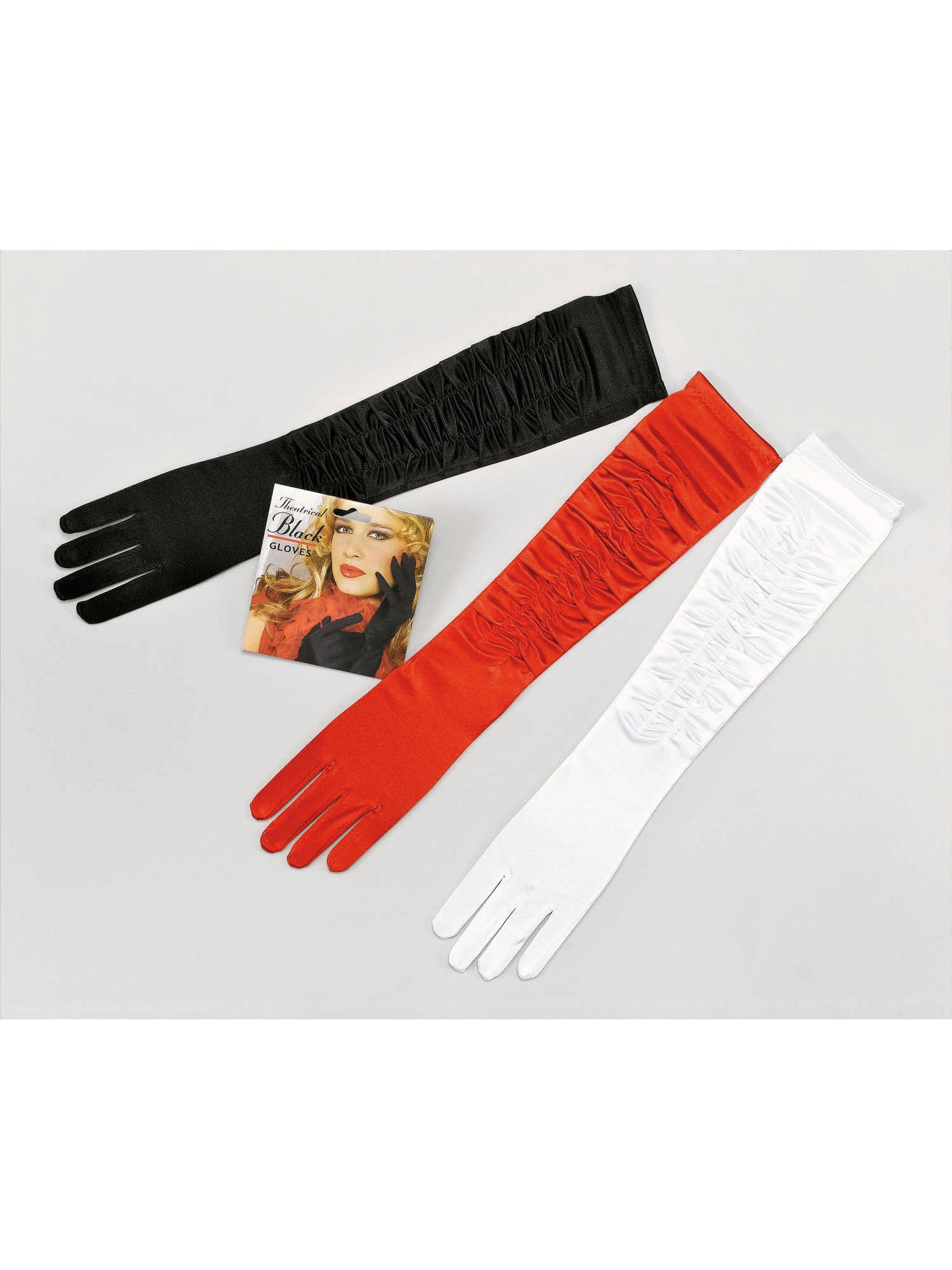 Black Satin Theatrical Gloves 2