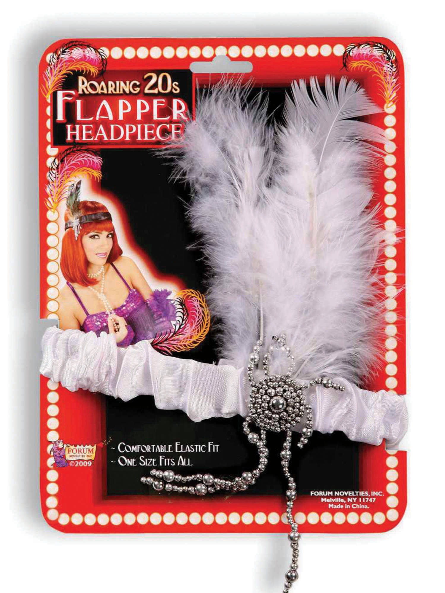 Flapper Headband White Feathers 1