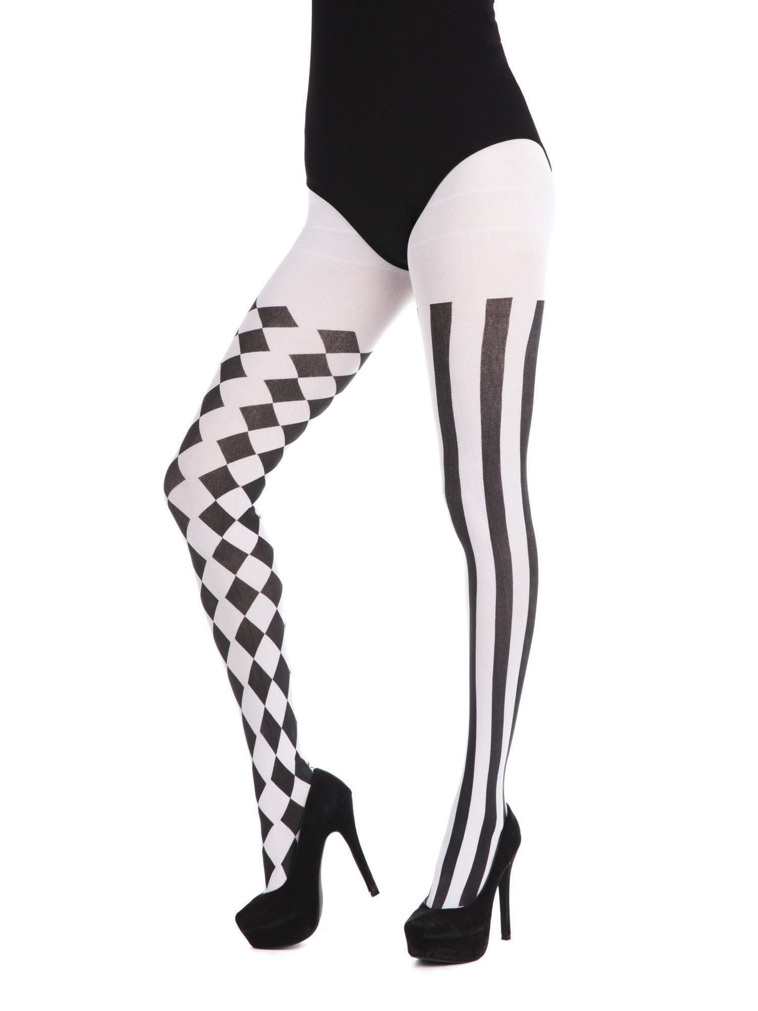 Harlequin Tights - Black/White 2