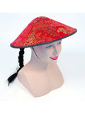 Chinese Shade Hat Red Fabric And Plait 1