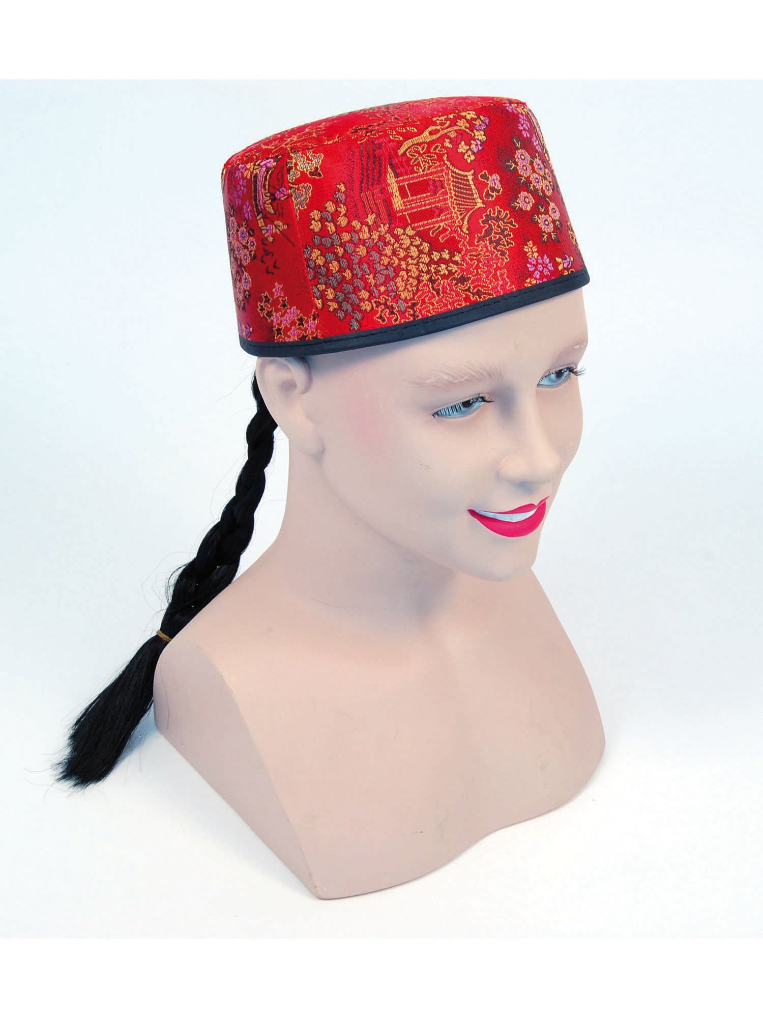 Chinese Hat Red Fabric And Plait 1