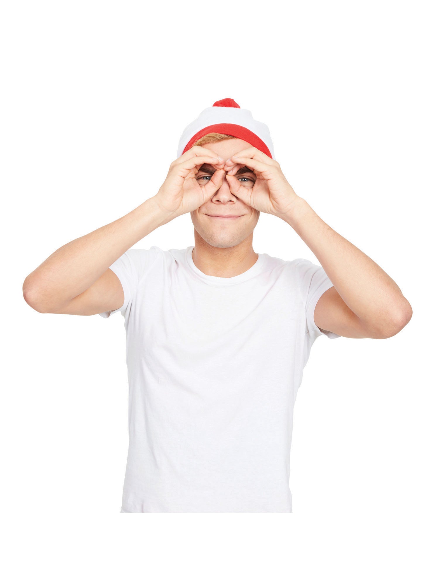 White Bobble Hat & Red Pom Pom 3