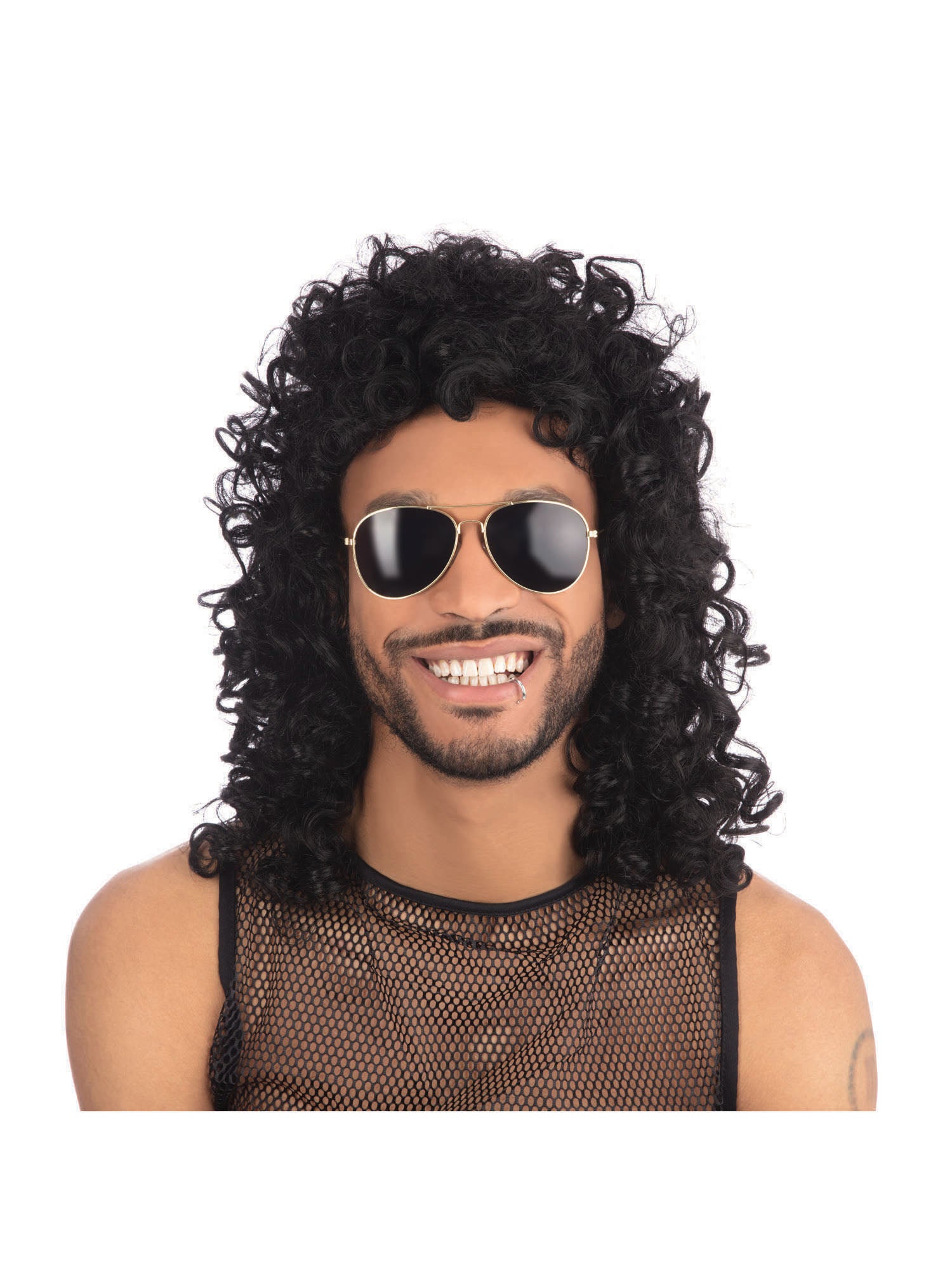 Glam Rock Black Wig (Boxed) 1