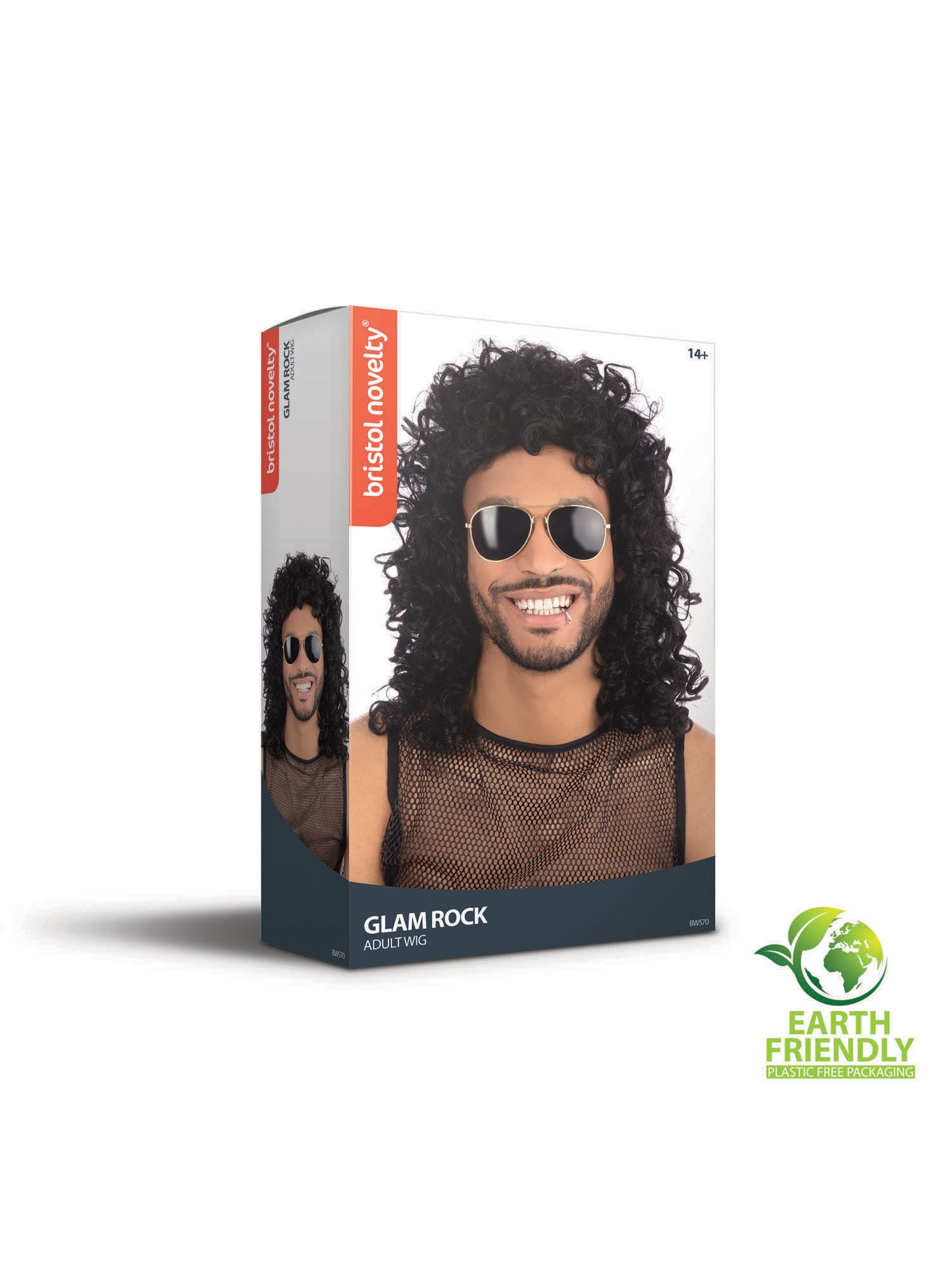 Glam Rock Black Wig (Boxed) 2