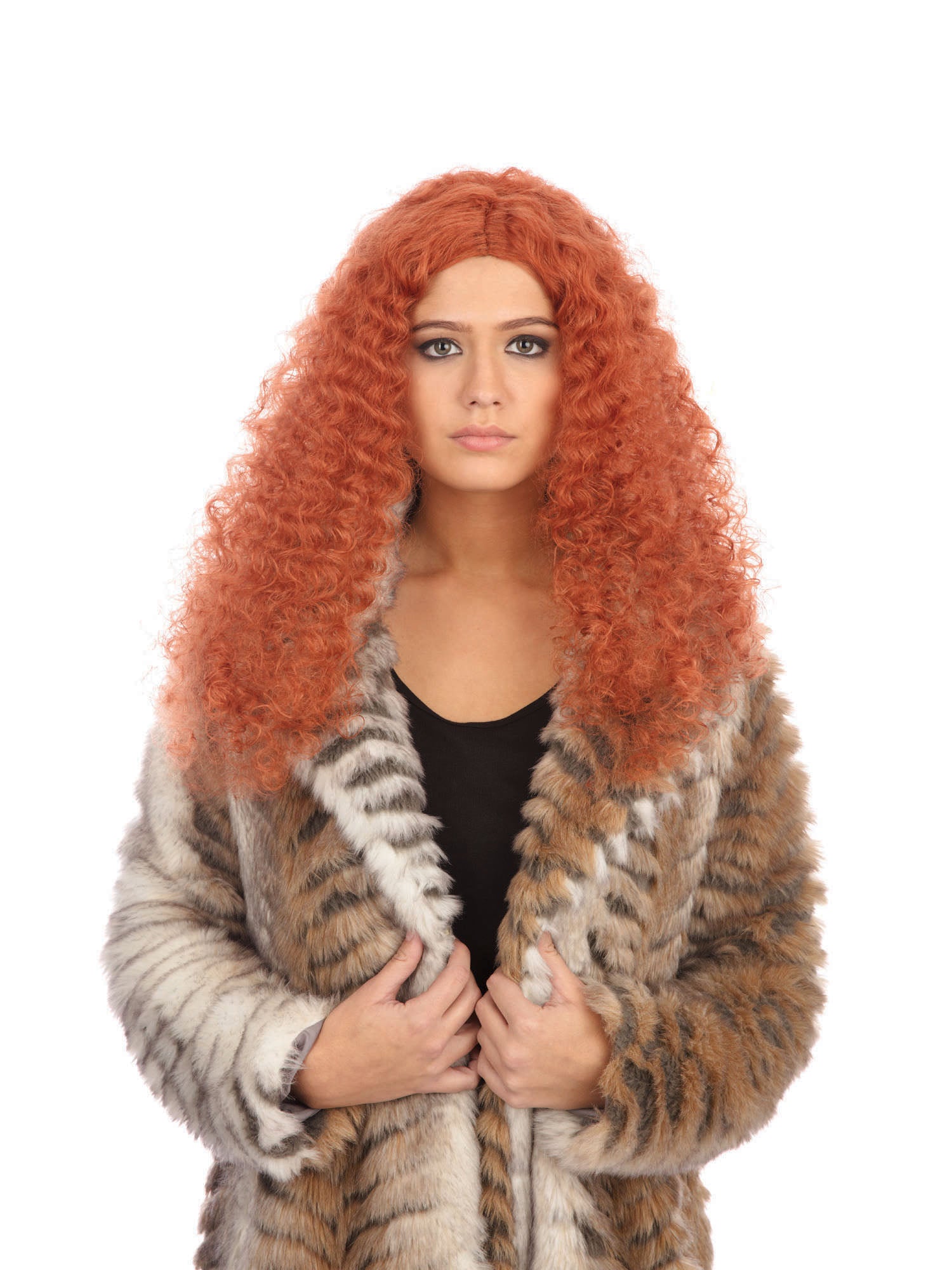 Long Auburn Frizzy Wig 1