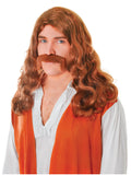 Hippy Man Wig + Tash Set Brown 1