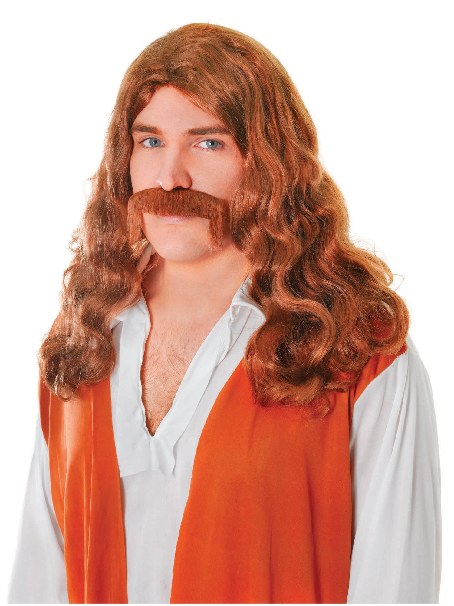 Hippy Man Wig + Tash Set Brown 1