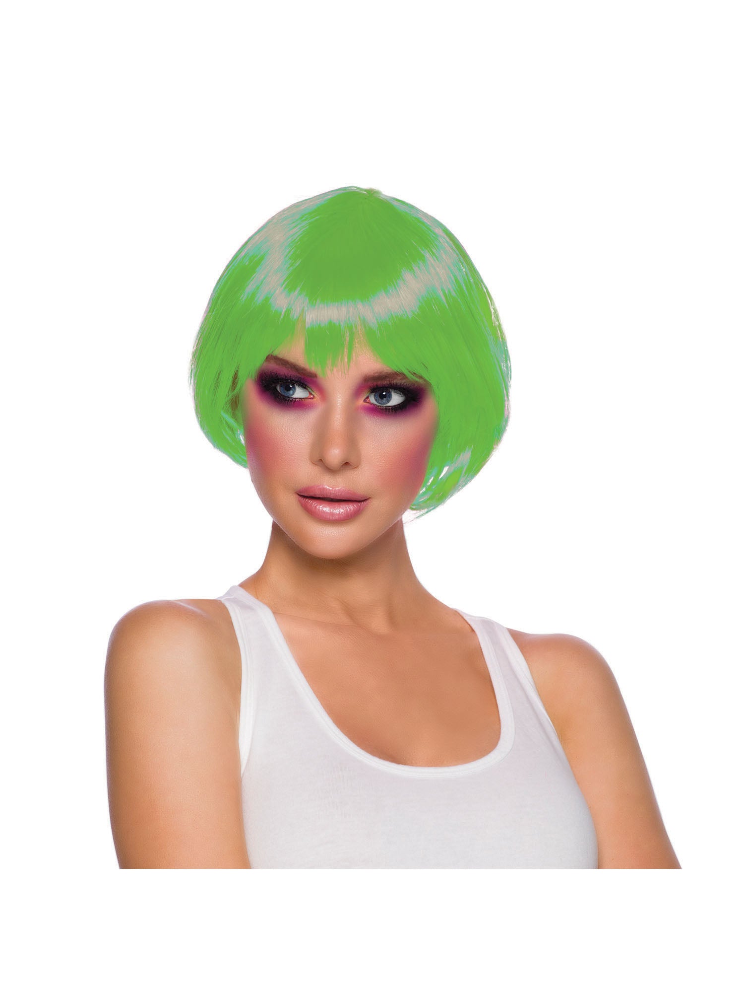 Flirty Flick Wig. Neon Green 2