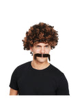 80S Afro Wig + Tash 2 Tone Brown 1
