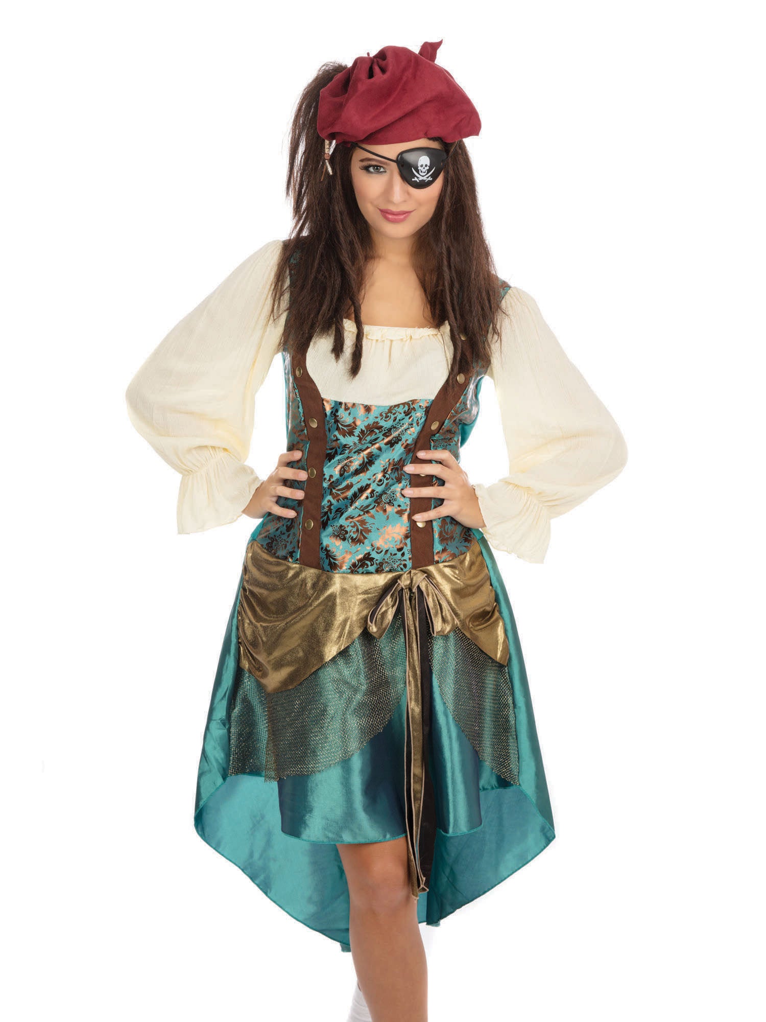 Pirate Bandana + Wig,Eyepatch (Lady) 1