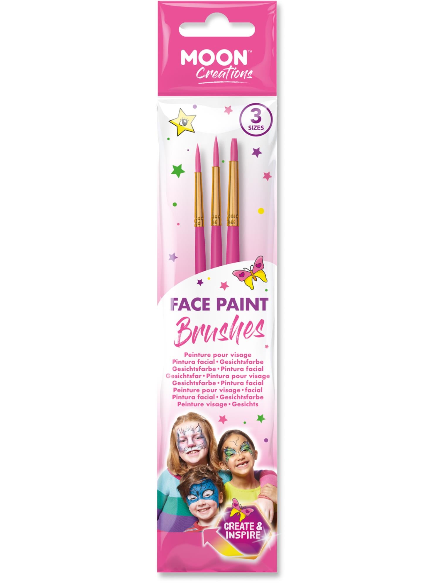 Moon Creations Face Paint Brushes, Pink 1