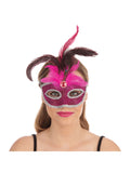 Pink Eyemask With Tall Peacock Feath 1