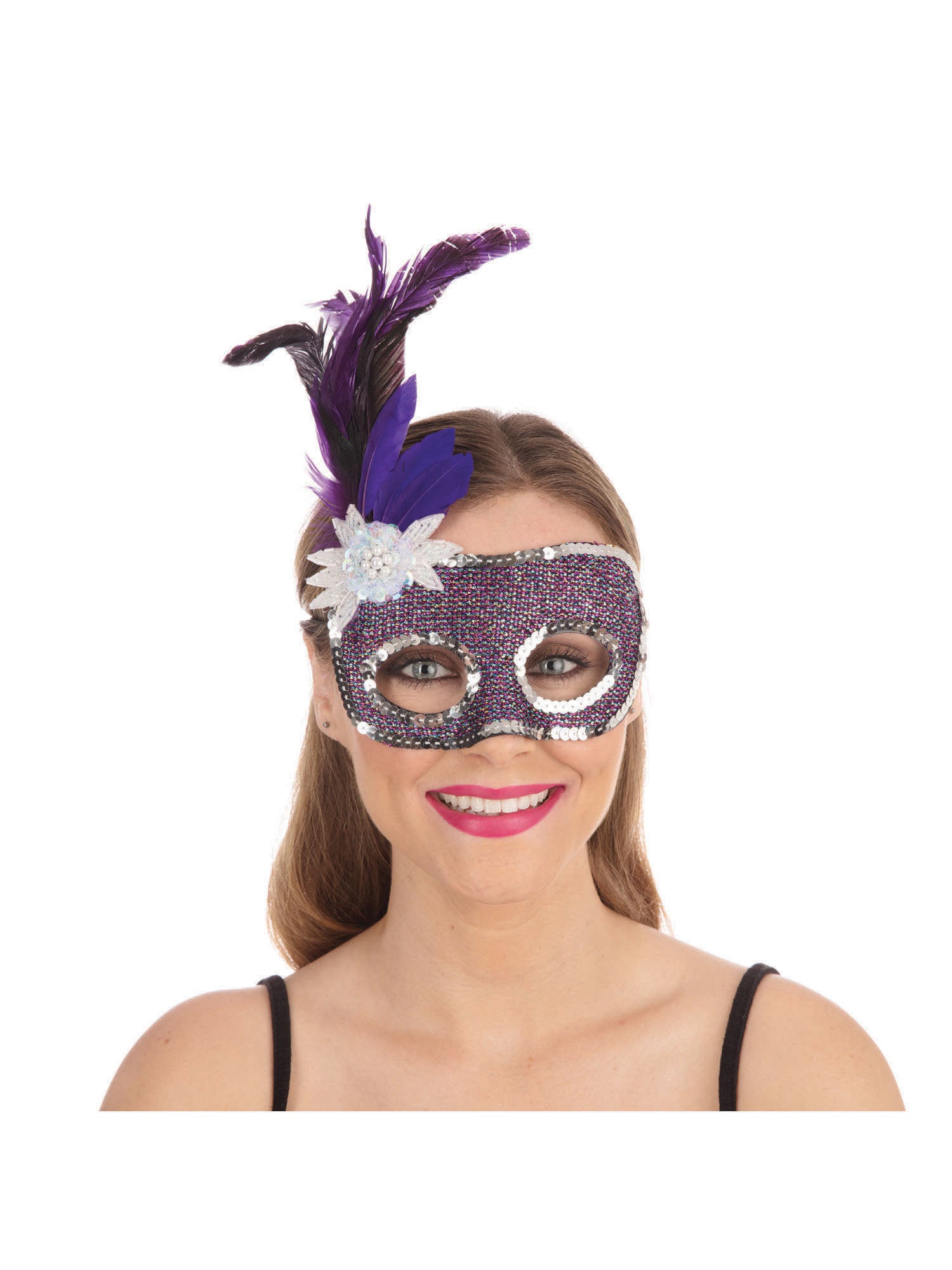 Purple FaceMask/Silver sequins 1