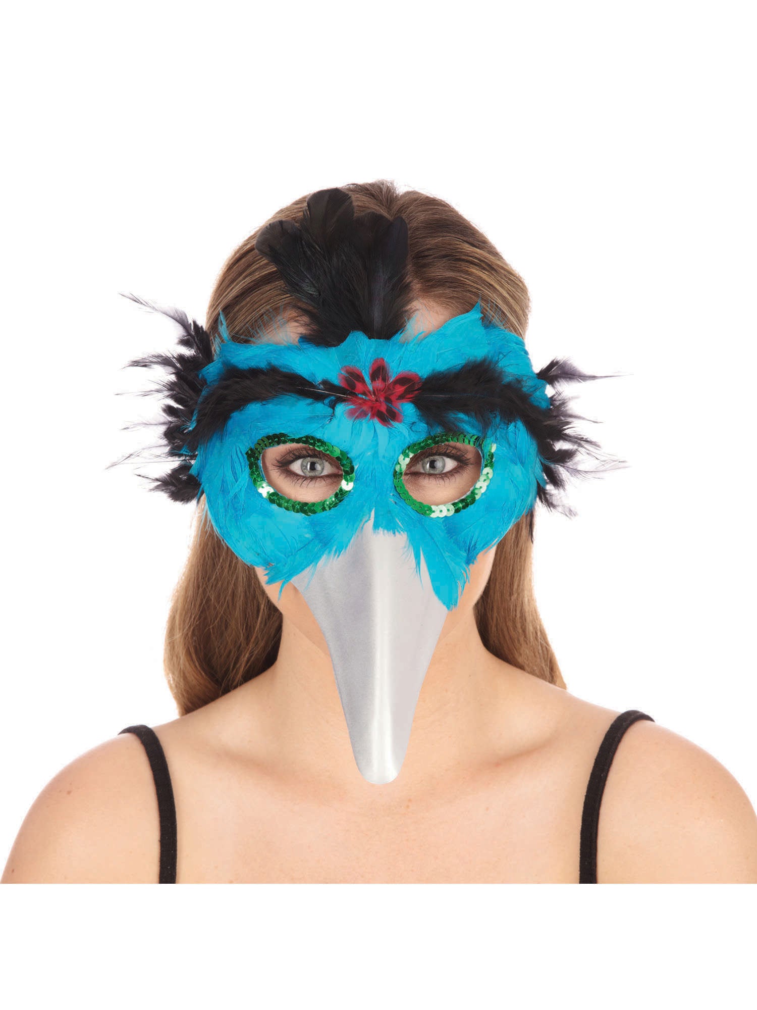 Bird Feather Mask. Turquoise 1