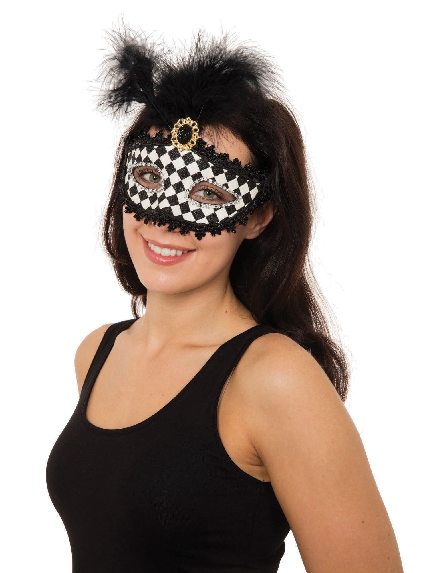 Harlequin Eyemask W/Tall Feather*** 1
