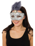 Silver Gilted Mask+Tall Feather/Stone 1