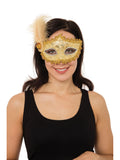 Gold Braided Eyemask W/Feather+ Stone 1