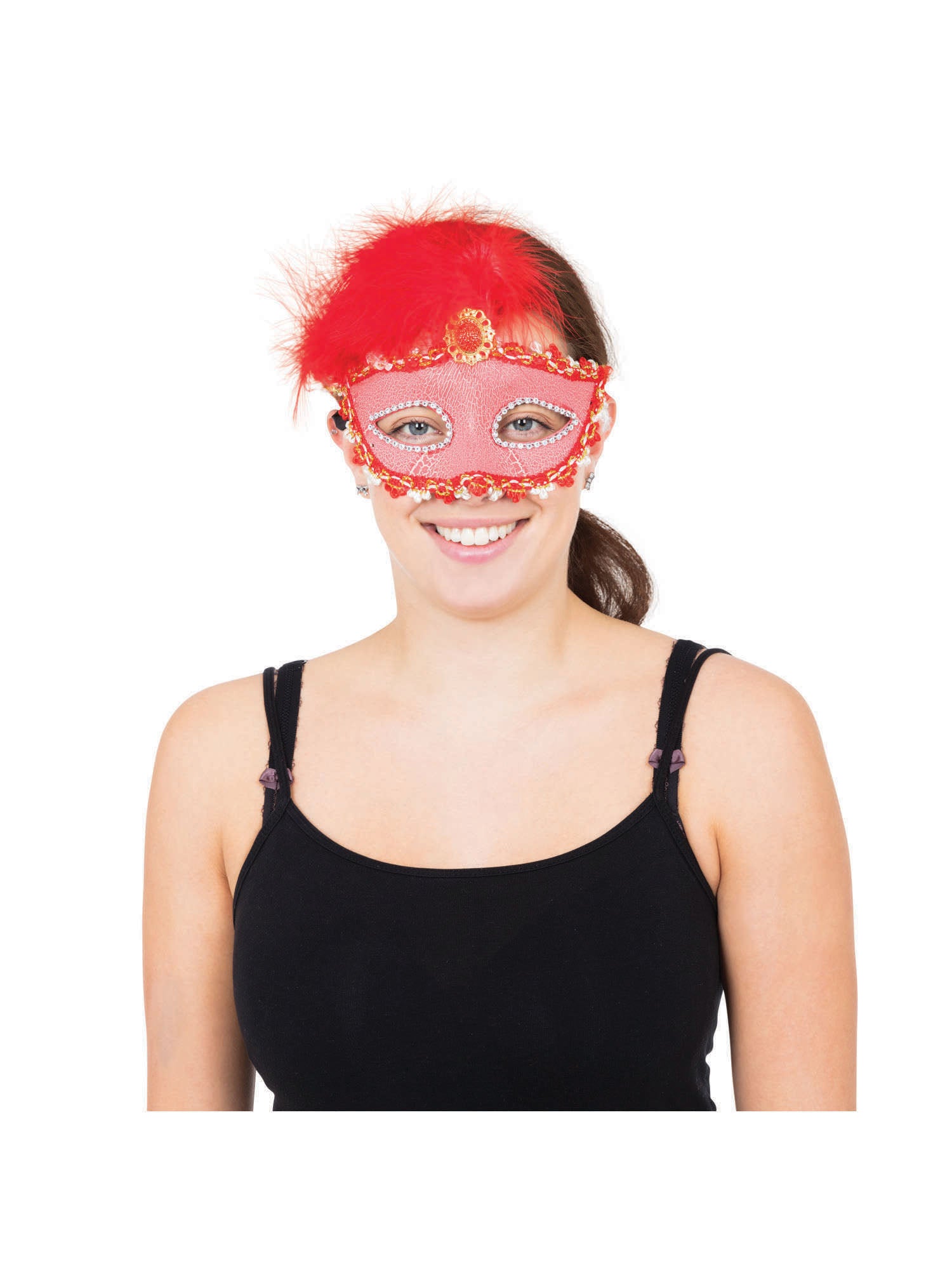 Red Tall Feather Eyemask 1