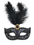 Black Eyemask W/Tall Feather + Stone 1