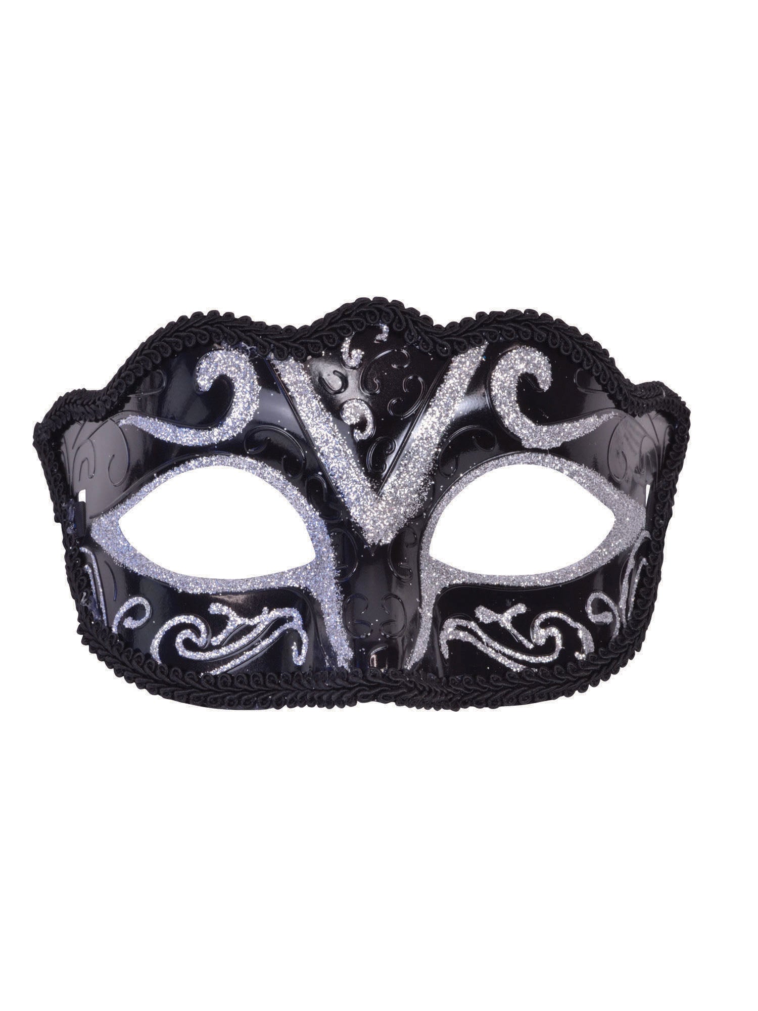 Eyemask Plastic Black/Silver Glitter 1