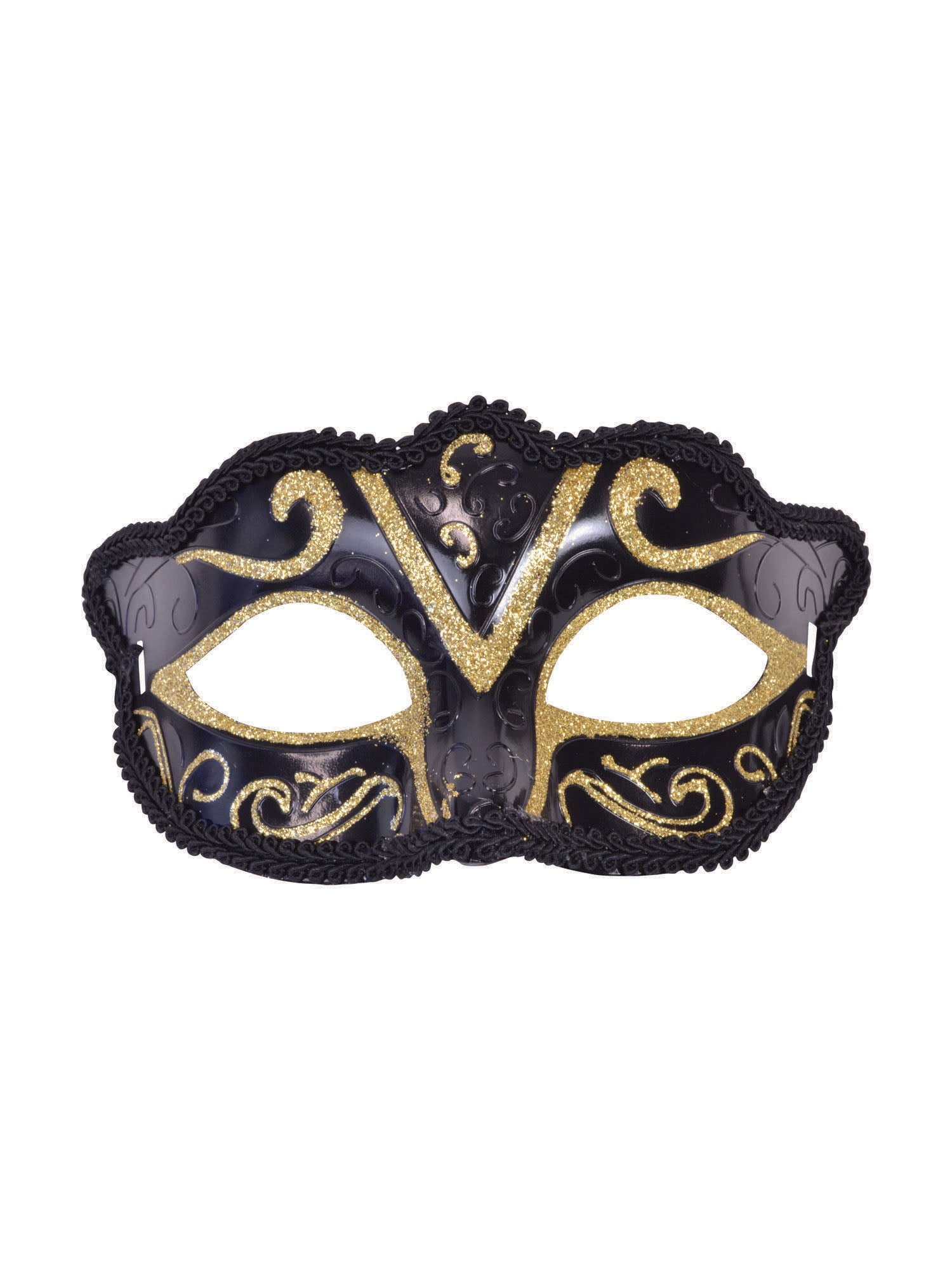 Eyemask Plastic Black/Gold Glitter 1