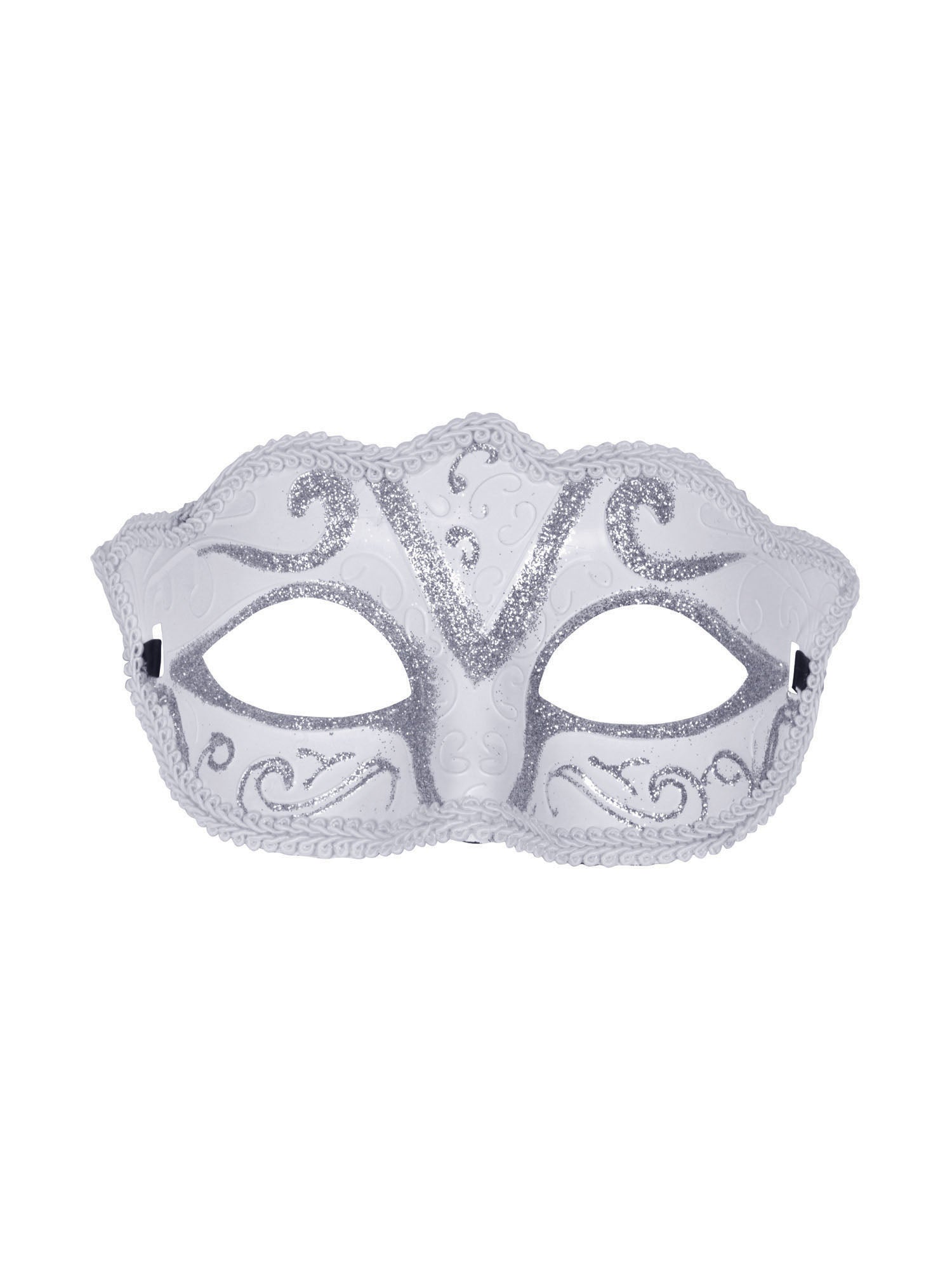 Eyemask Plastic White/Silver Glitter 1
