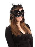 Black Velvet Mask With Feathers 1
