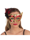 Red Satin Mask + Feathers (H/B) 1