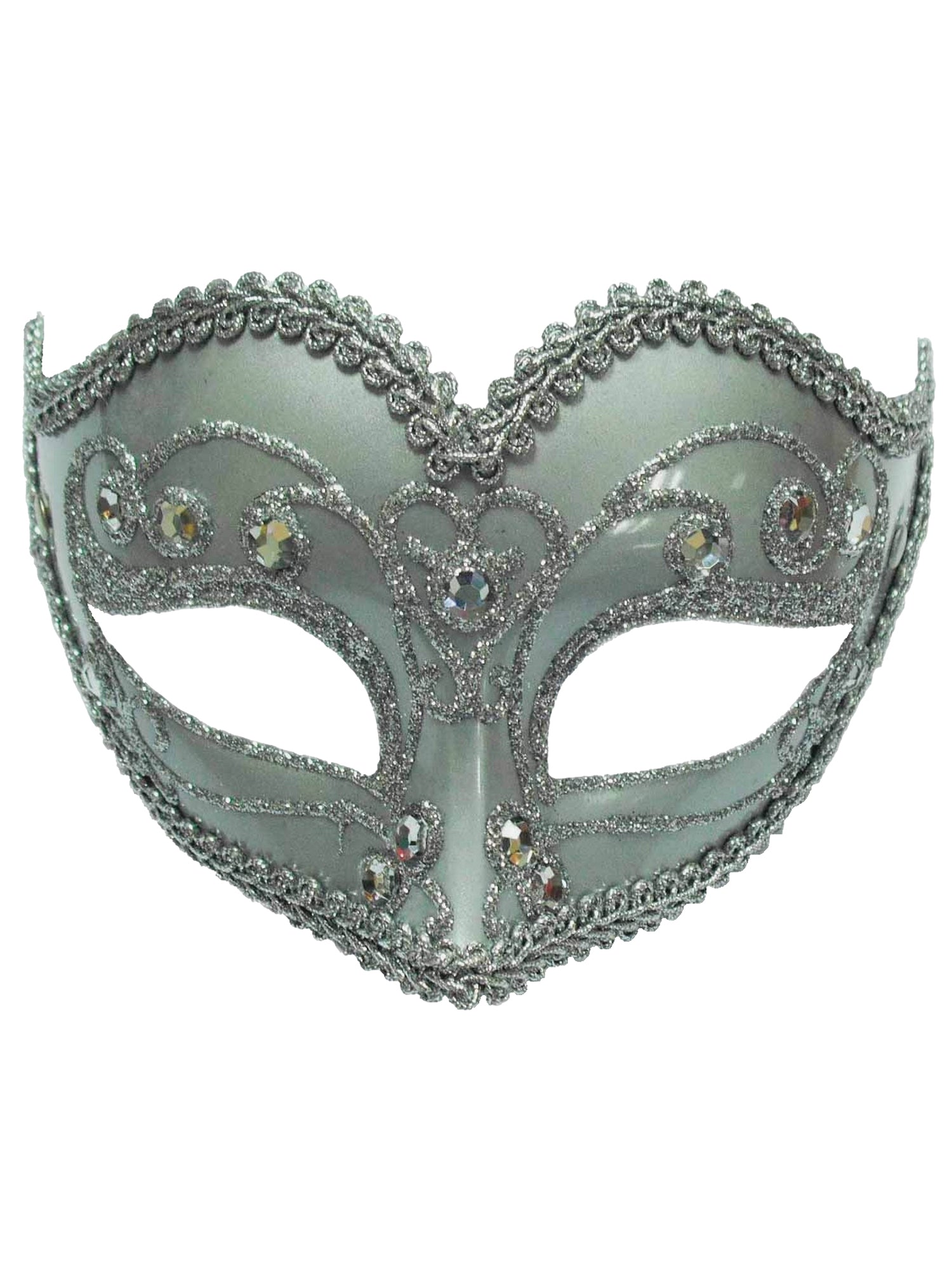 Jewelled Party Mask Silver (H/B) 1