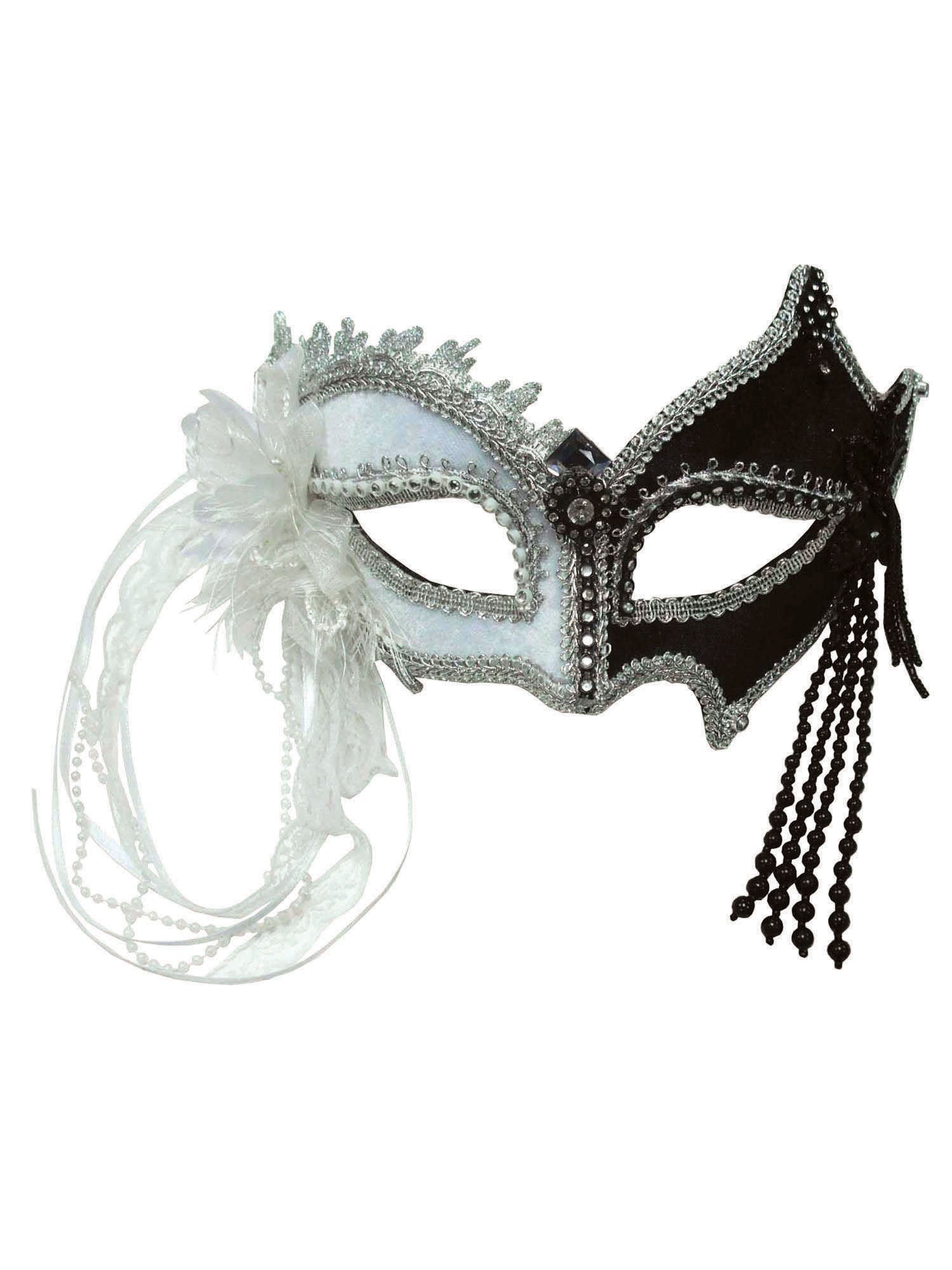 Black and White Mask with Tassels 1
