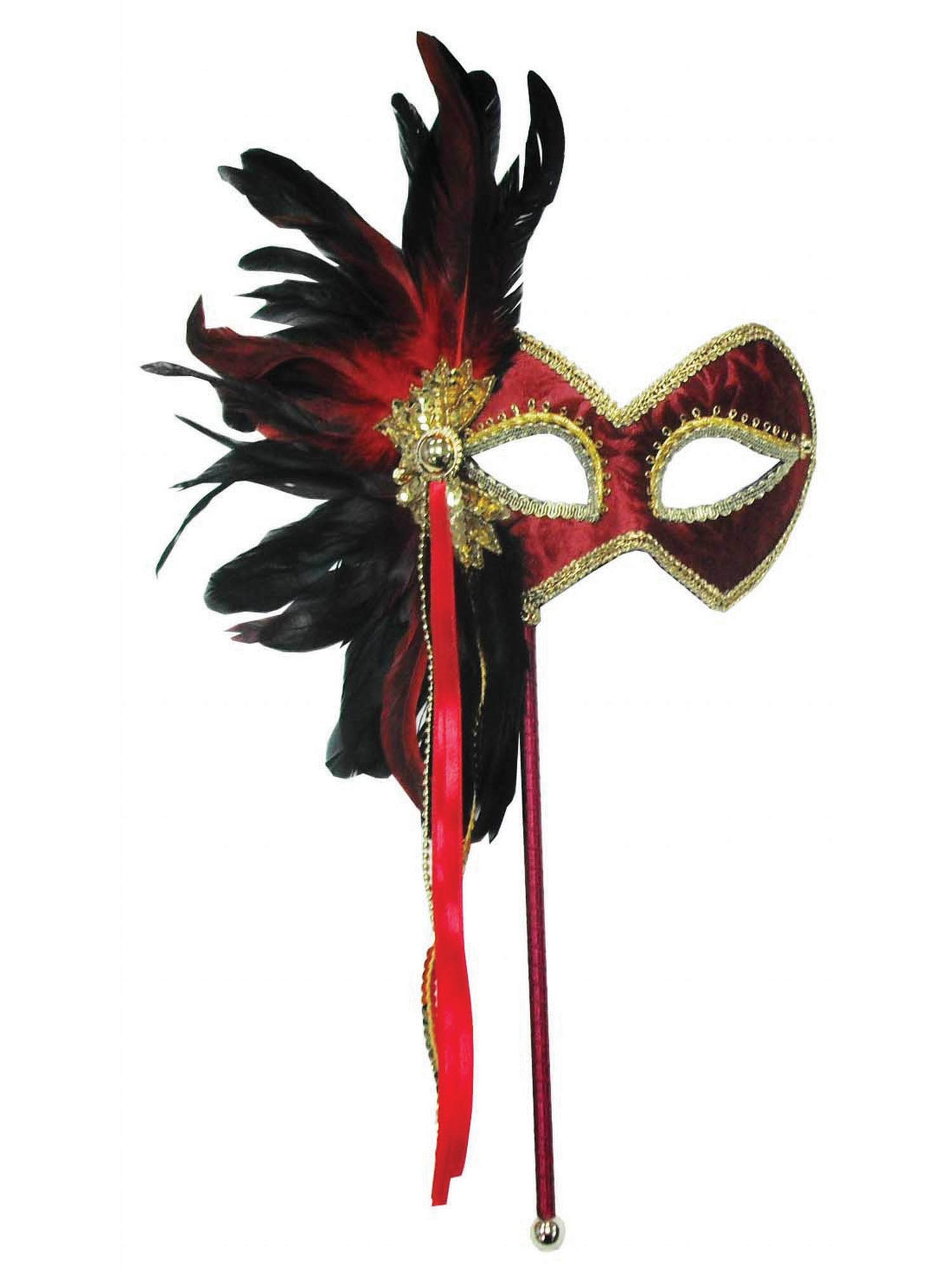 Red Mask & Feathers On Stick 1