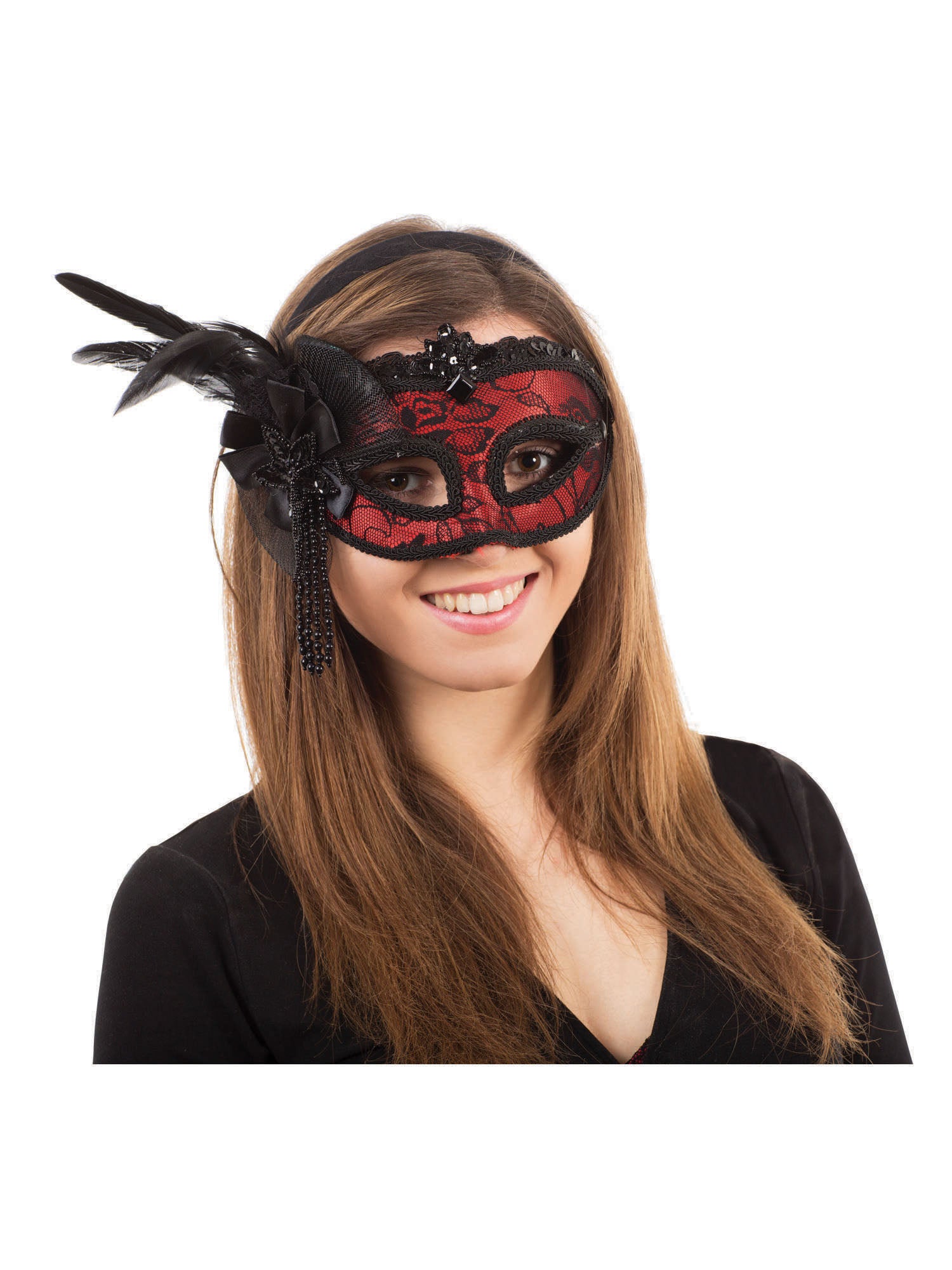 Red Side Feather Mask (H/B) 1