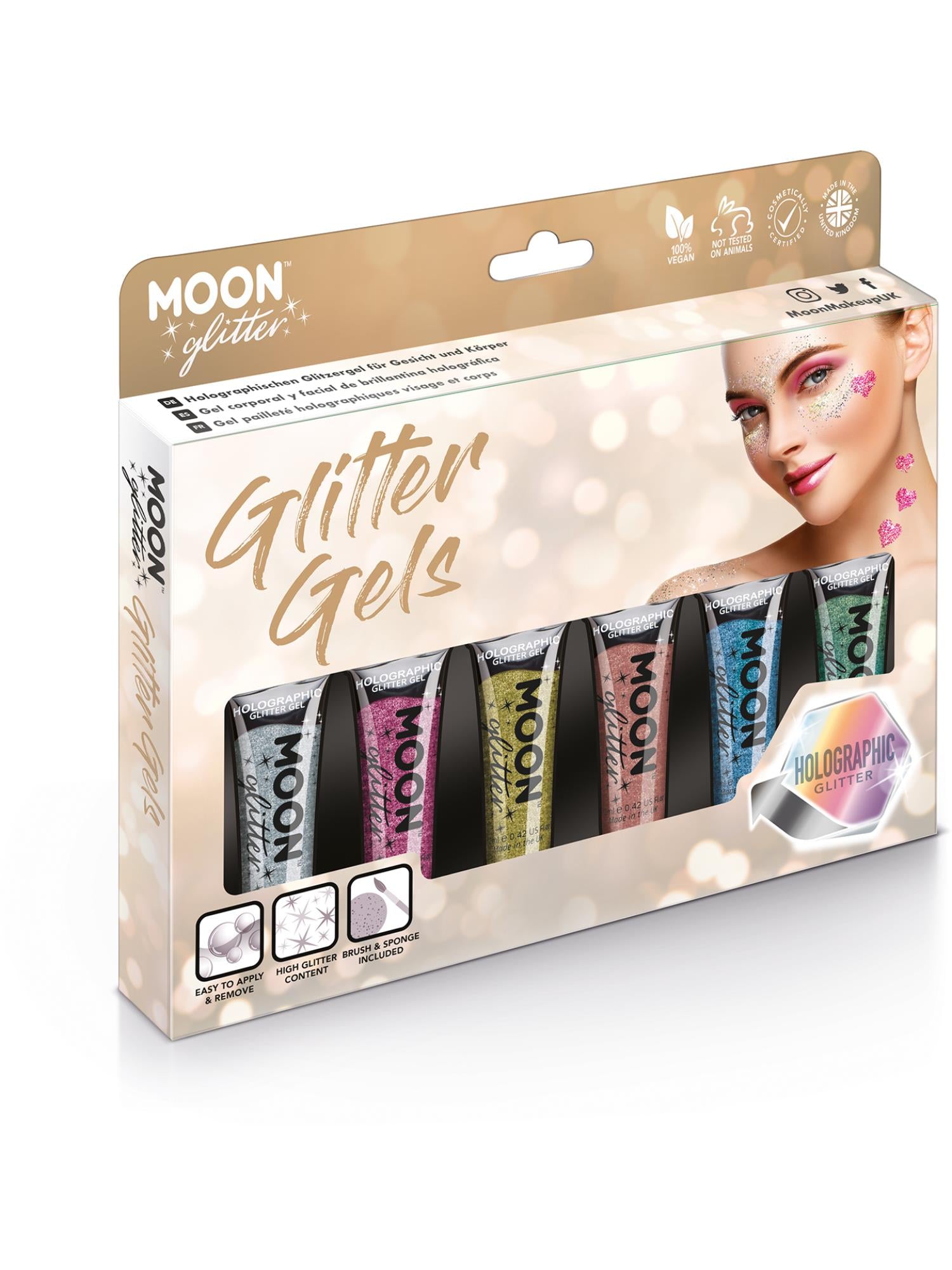 Moon Glitter Holographic Fine Glitter Gel,Assorted 1