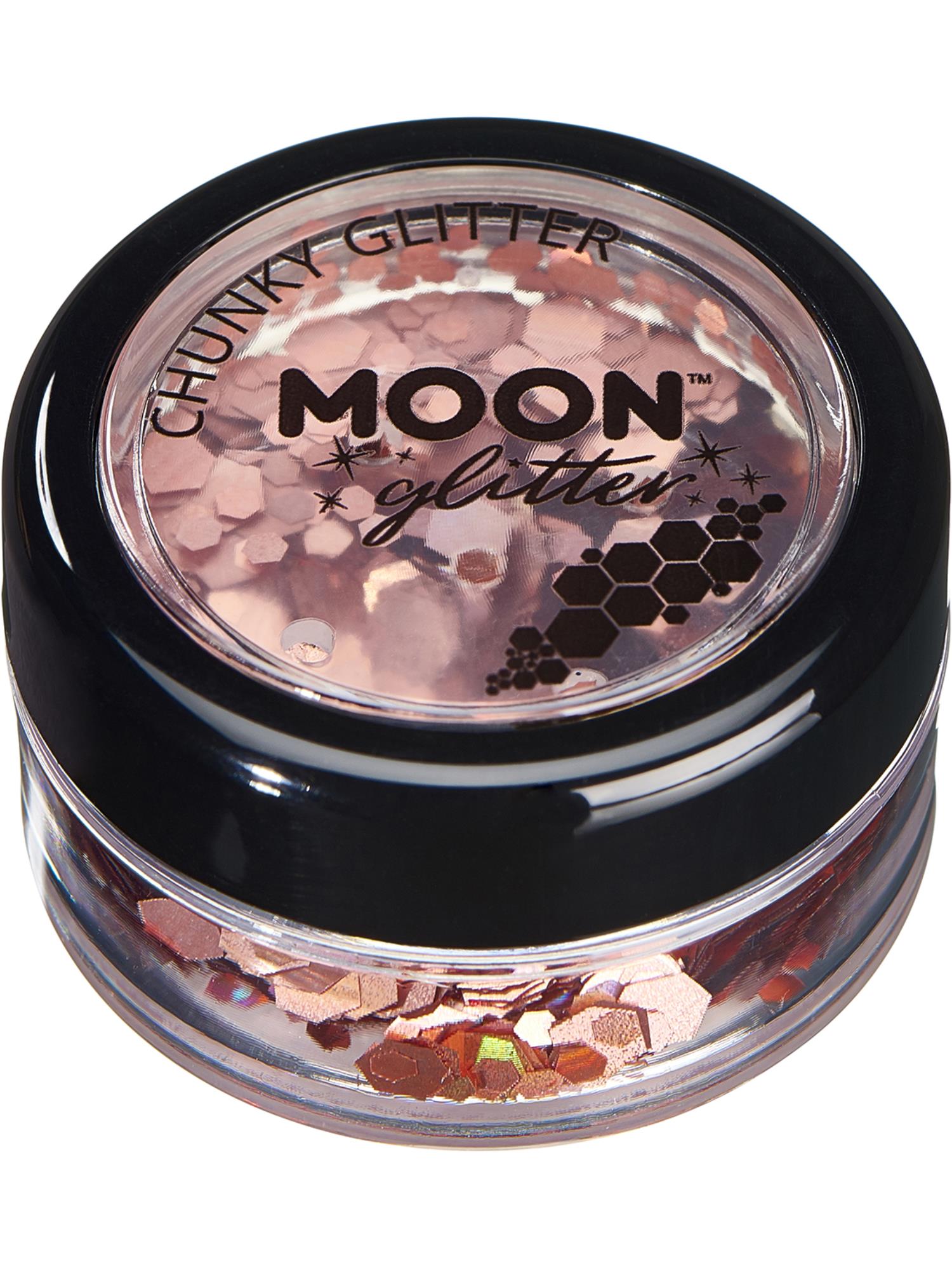Moon Glitter Holographic Chunky Glitter, Rose Gold 1