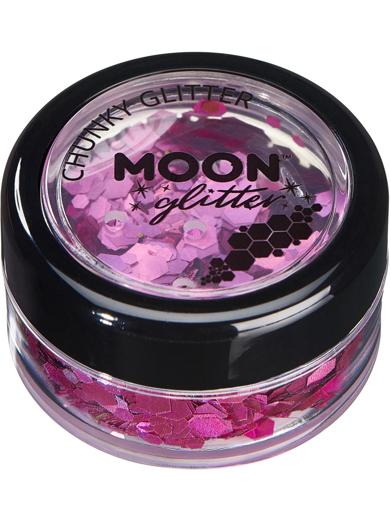 Moon Glitter Holographic Chunky Glitter, Pink 1