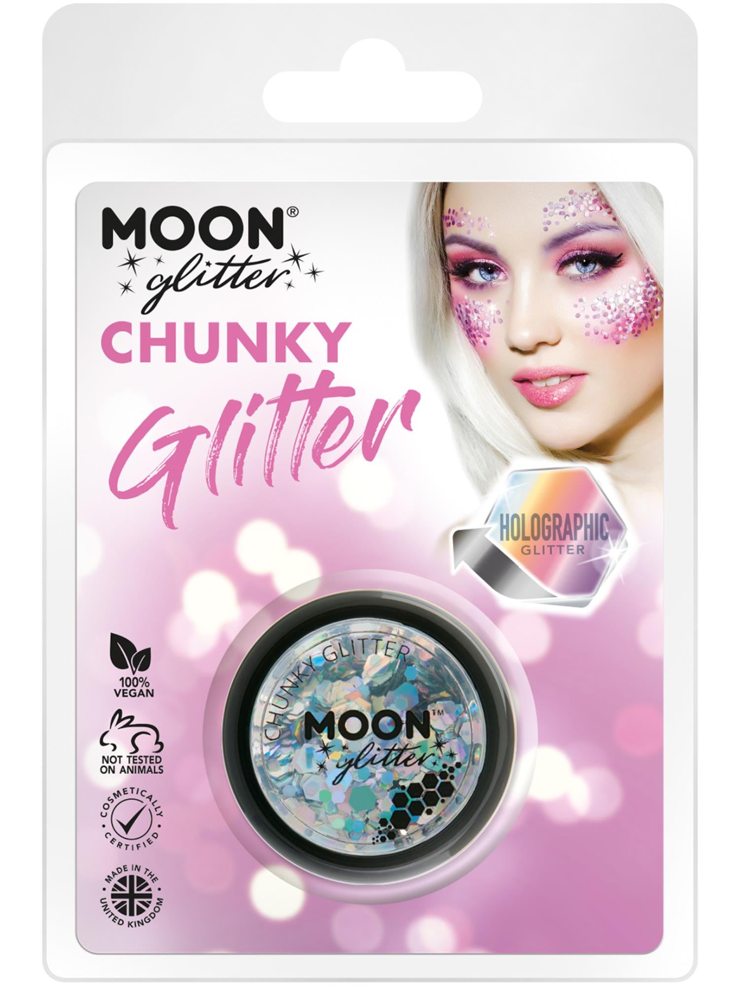 Moon Glitter Holographic Chunky Glitter, Silver 1