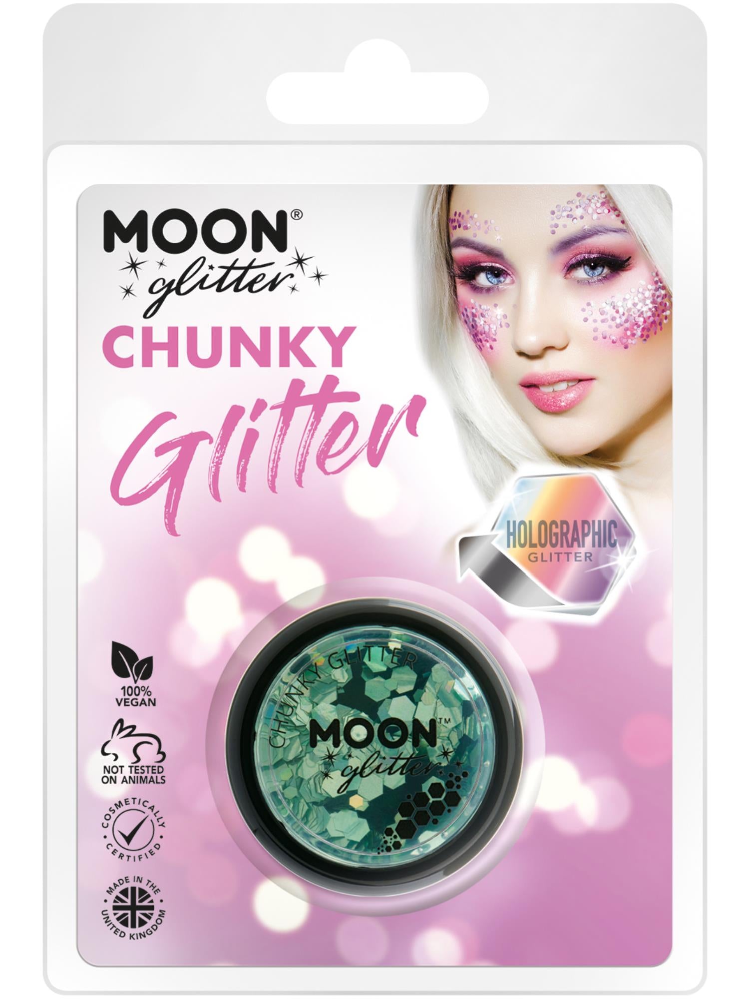Moon Glitter Holographic Chunky Glitter, Green 1