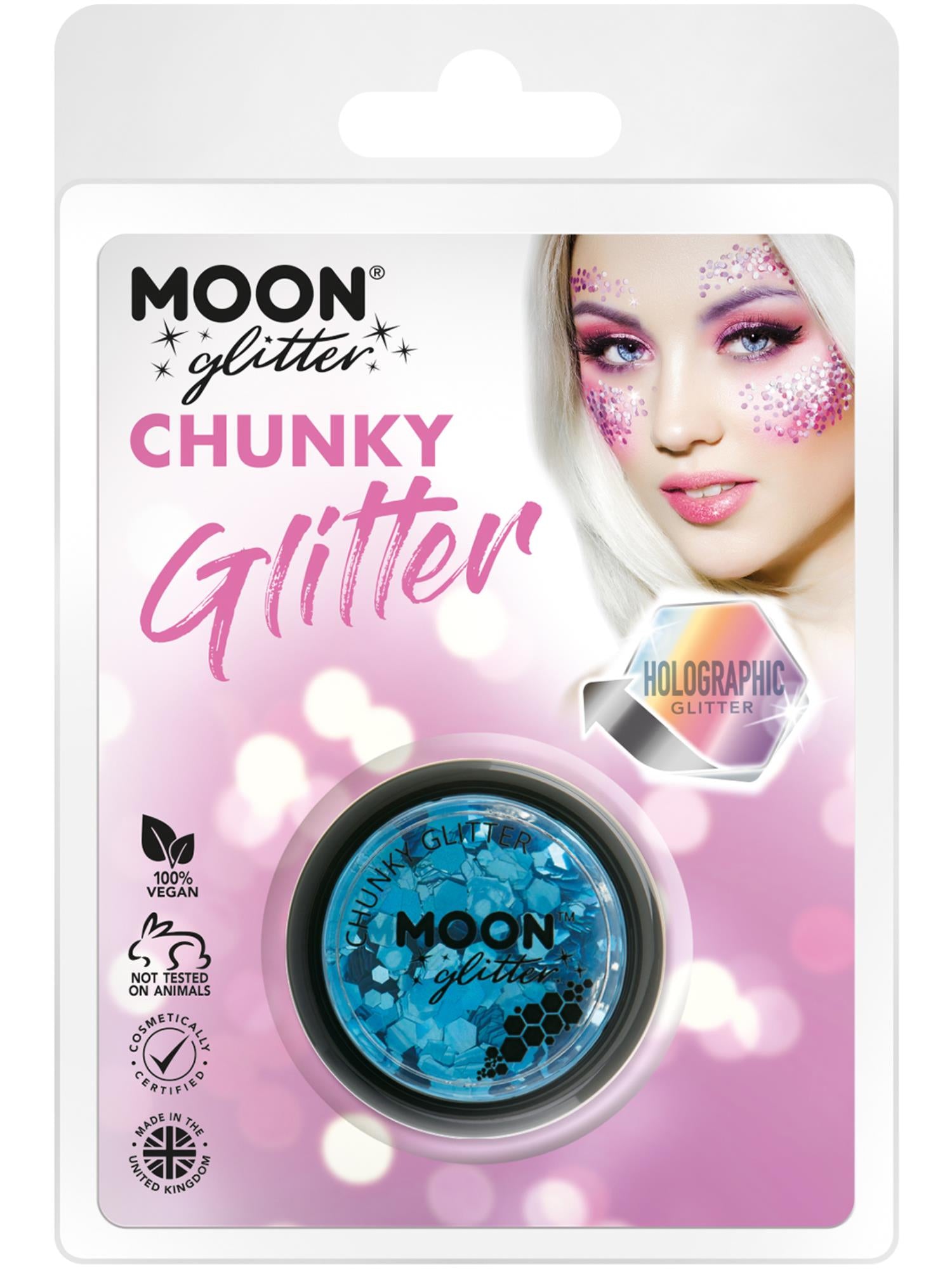 Moon Glitter Holographic Chunky Glitter, Blue 1