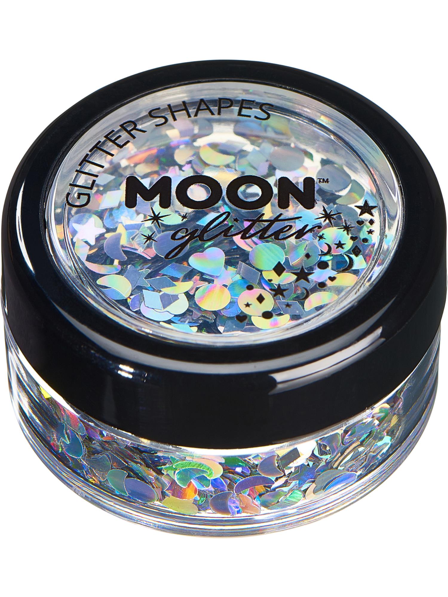 Moon Glitter Holographic Glitter Shapes, Silver 1