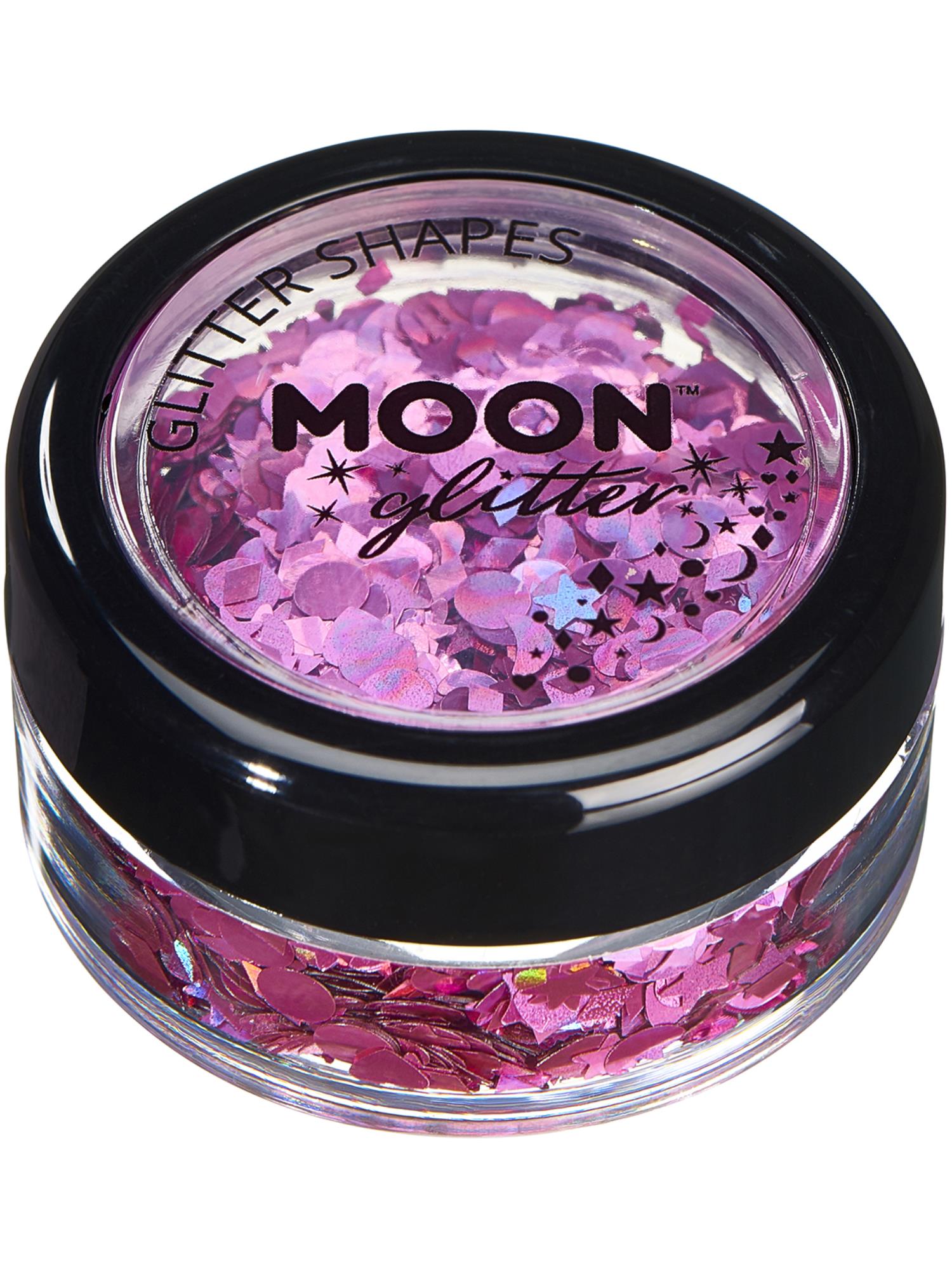 Moon Glitter Holographic Glitter Shapes, Pink 1
