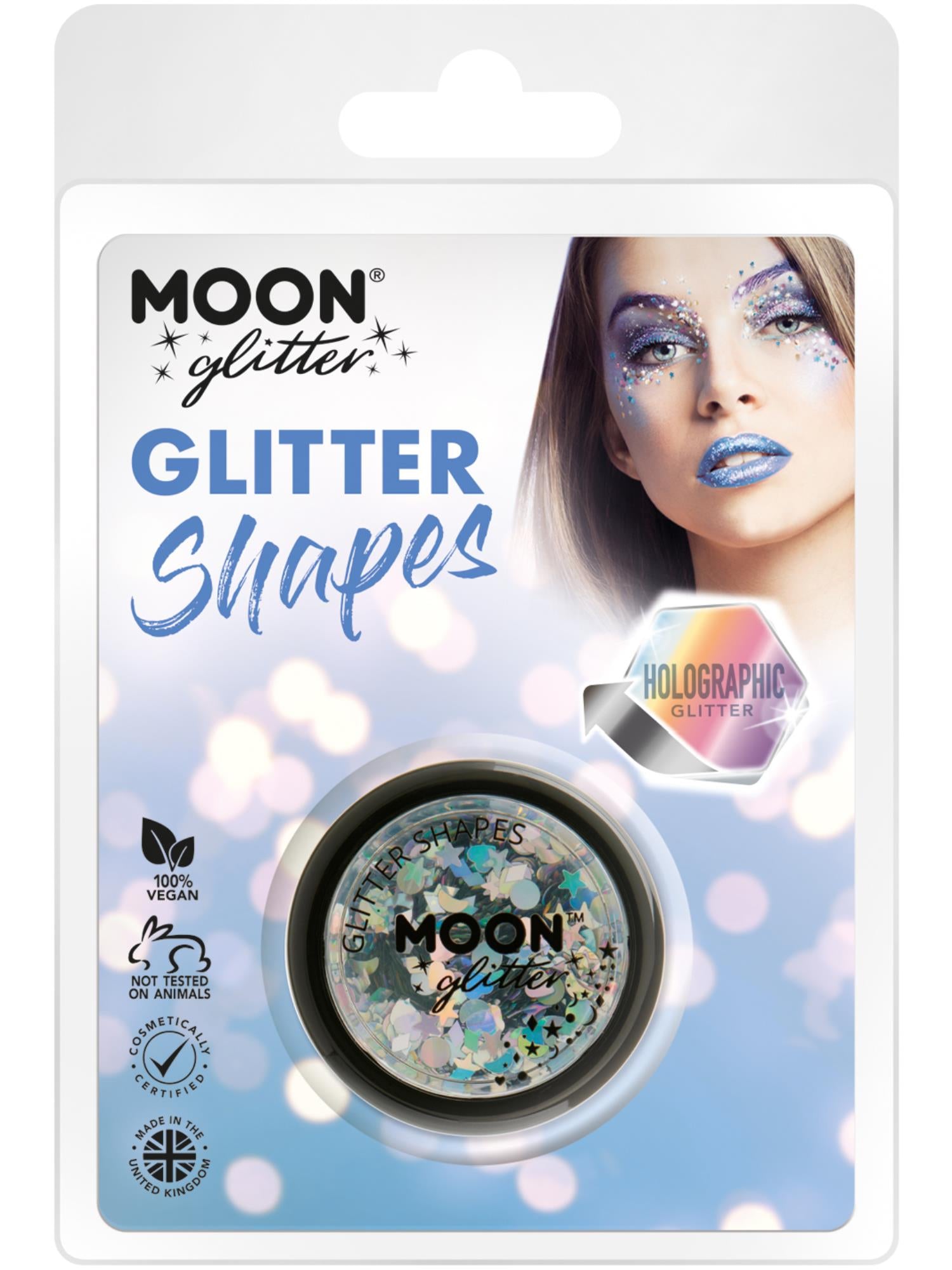 Moon Glitter Holographic Glitter Shapes, Silver 1