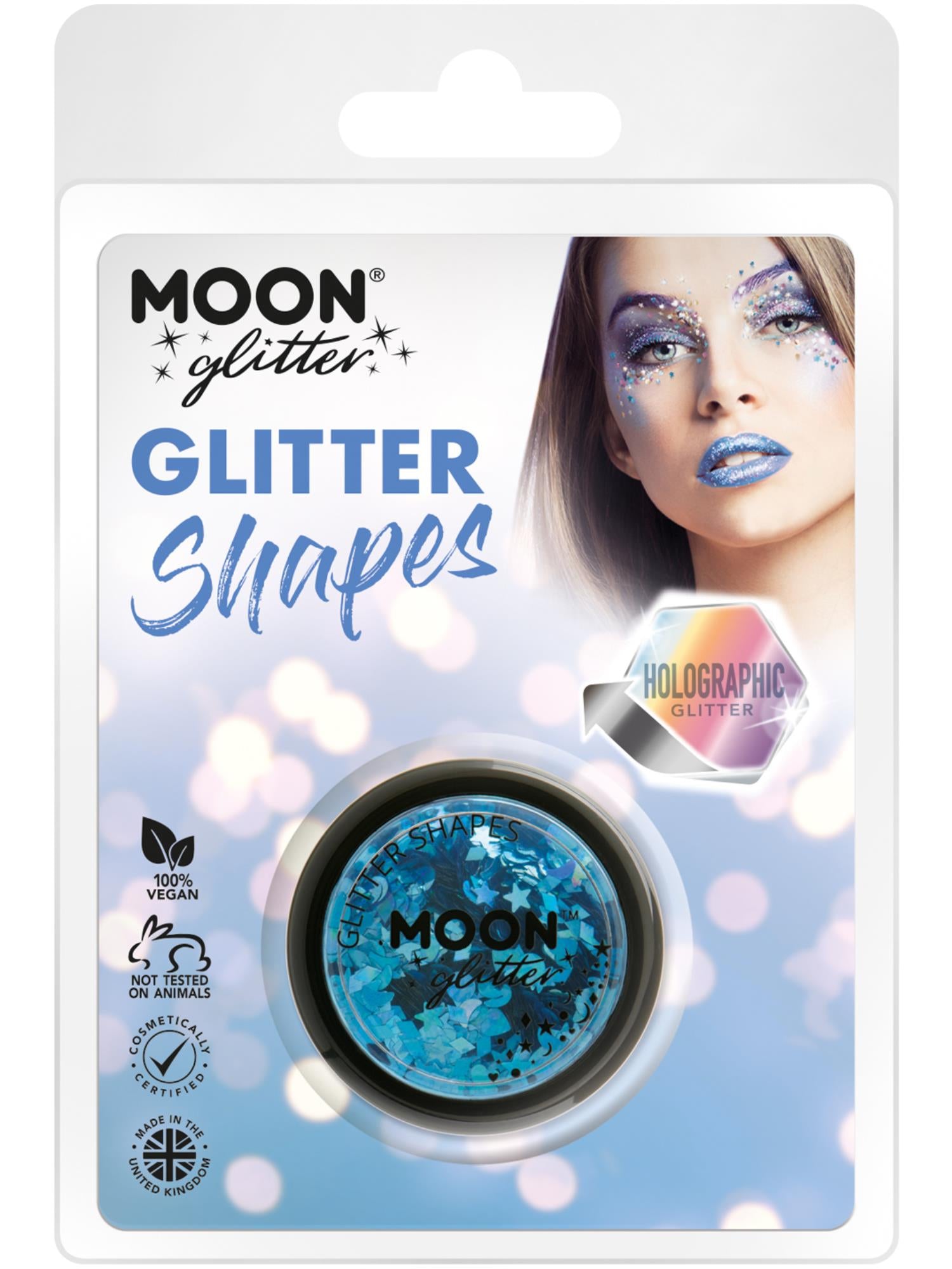 Moon Glitter Holographic Glitter Shapes, Blue 1